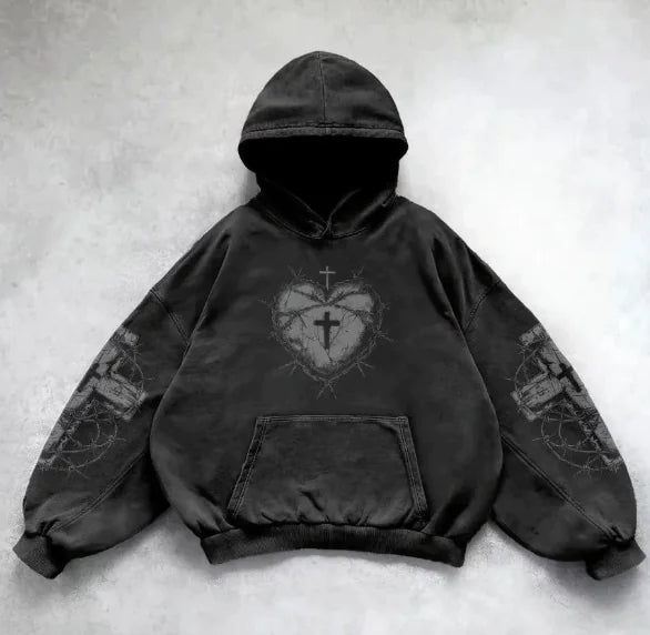 Vintage Skull Print Hoodie