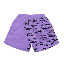 Sasuke Curse Mode Purple Printed Gym Shorts (One Piece)