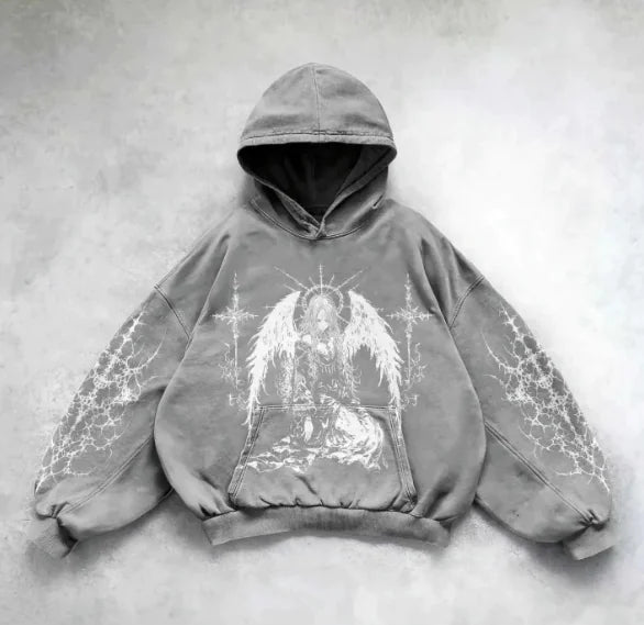 Vintage Skull Print Hoodie