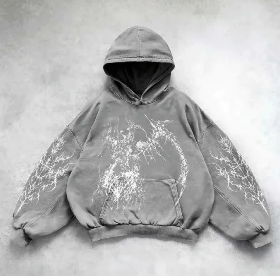 Vintage Skull Print Hoodie
