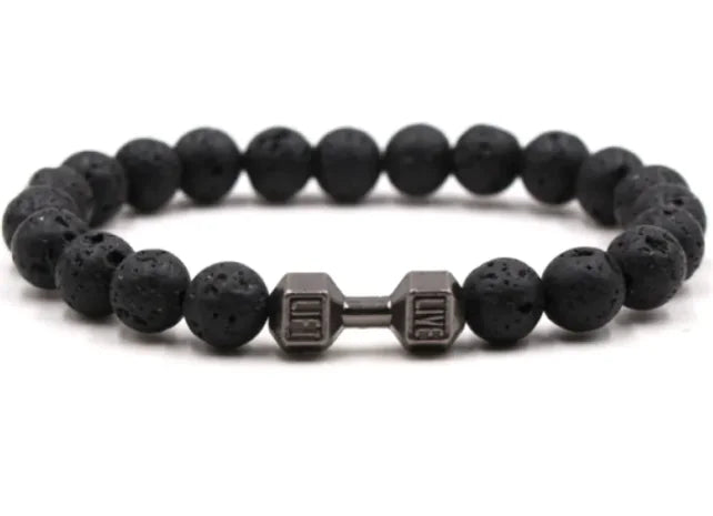 8mm Matte Stone Alloy Bracelet