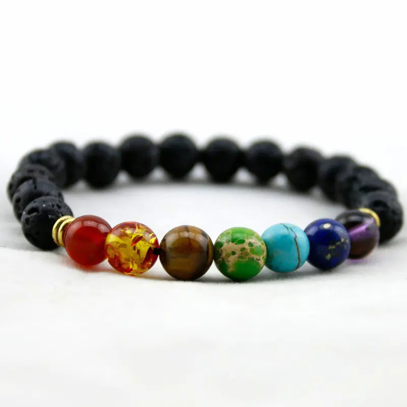 8mm Green Emperor Stone Lava Chakra Bead Bracelet
