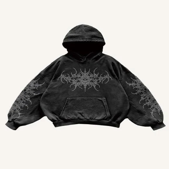 Vintage Skull Print Hoodie