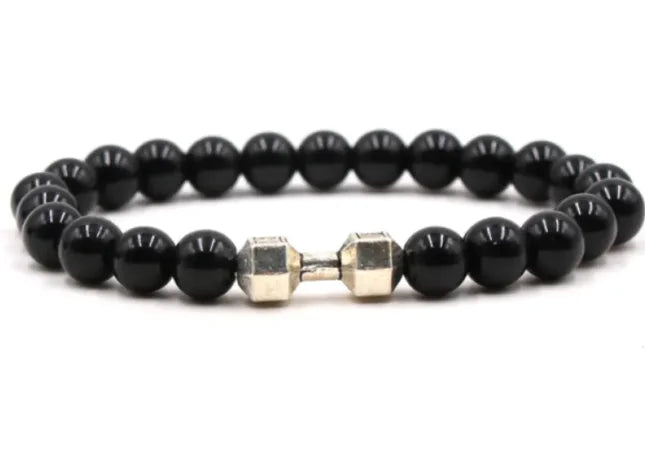8mm Matte Stone Alloy Bracelet