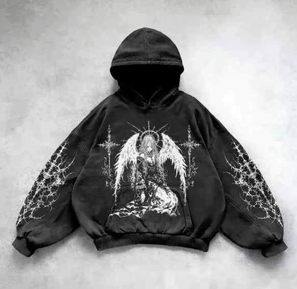 Vintage Skull Print Hoodie