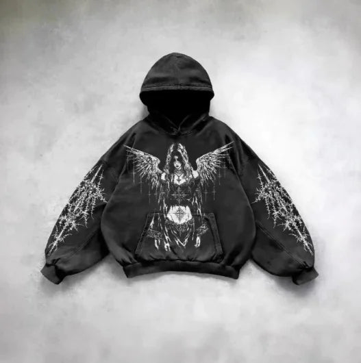 Vintage Skull Print Hoodie