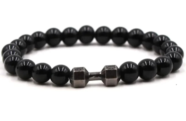 8mm Matte Stone Alloy Bracelet