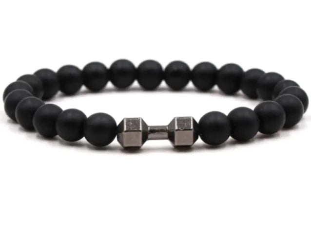 8mm Matte Stone Alloy Bracelet
