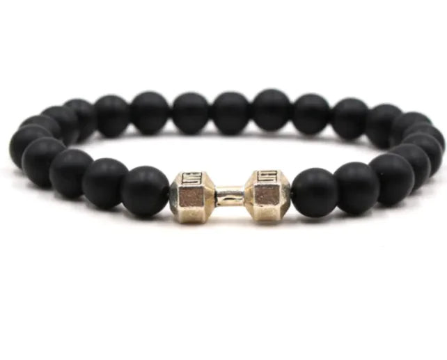 8mm Matte Stone Alloy Bracelet