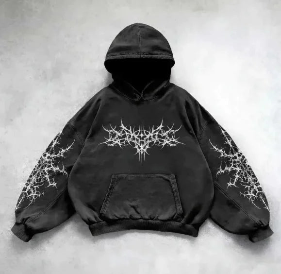 Vintage Skull Print Hoodie