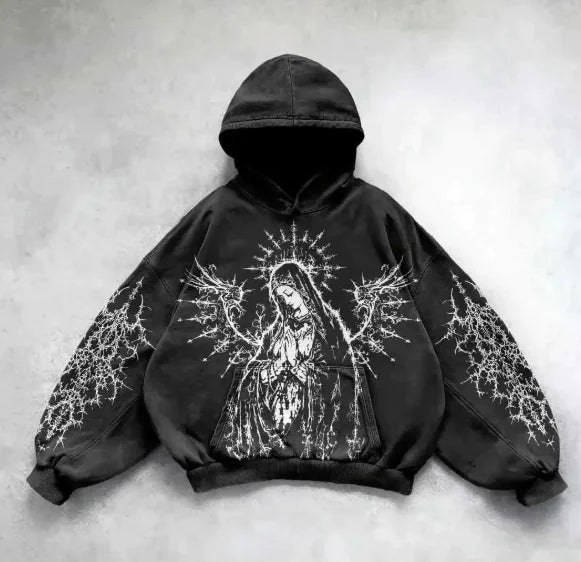 Vintage Skull Print Hoodie