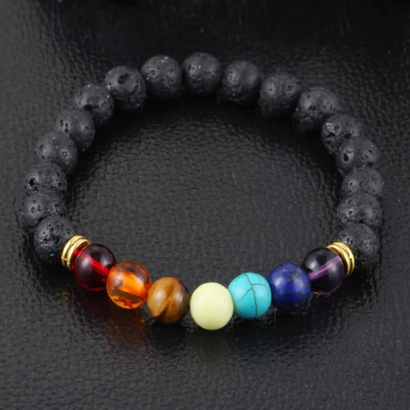 8mm Green Emperor Stone Lava Chakra Bead Bracelet