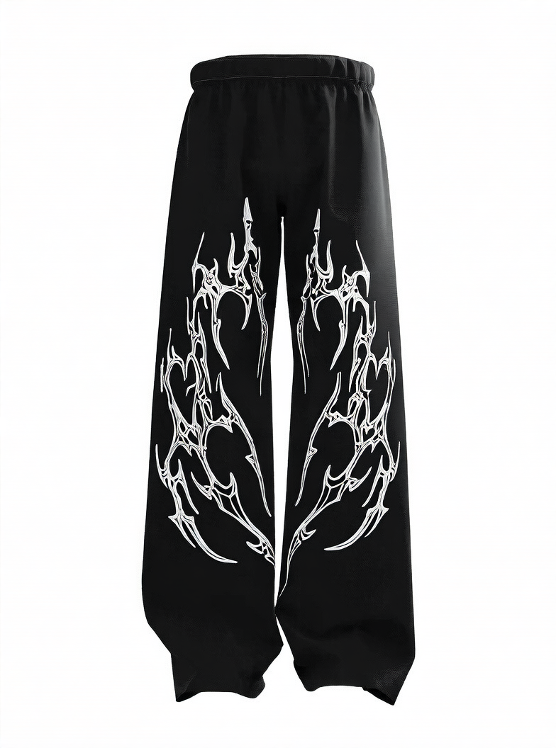 Casual Loose Fit Denim Pants with Print