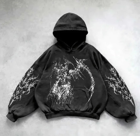 Vintage Skull Print Hoodie