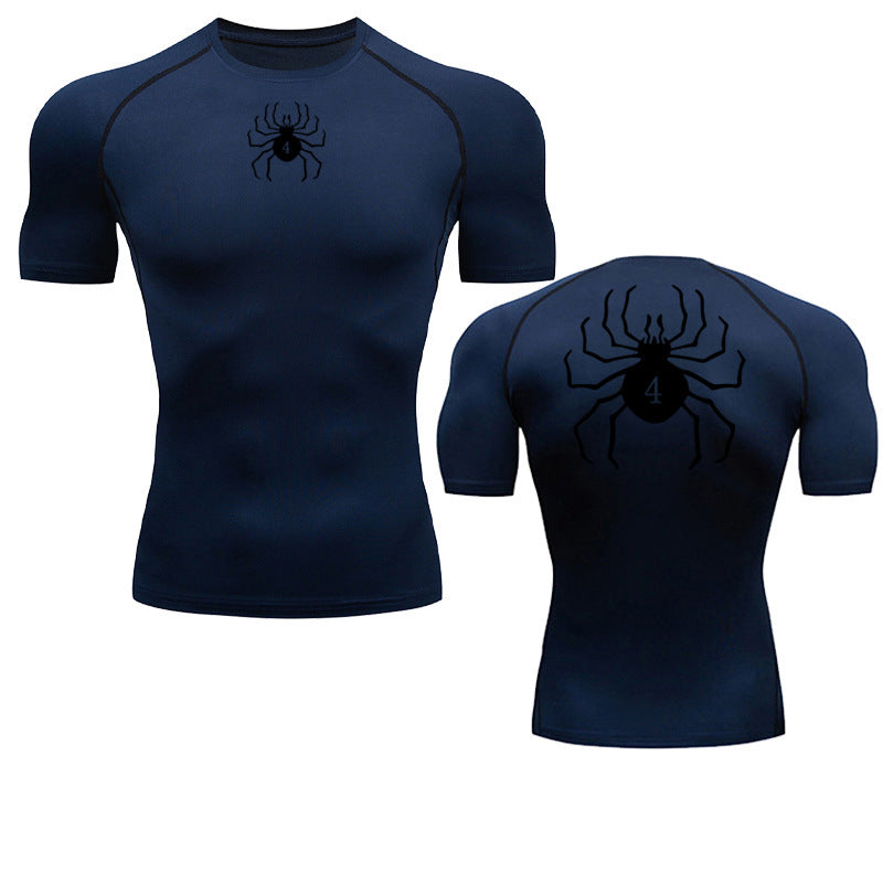 Men's Quick-Dry Fitness Shirt with Spider Print