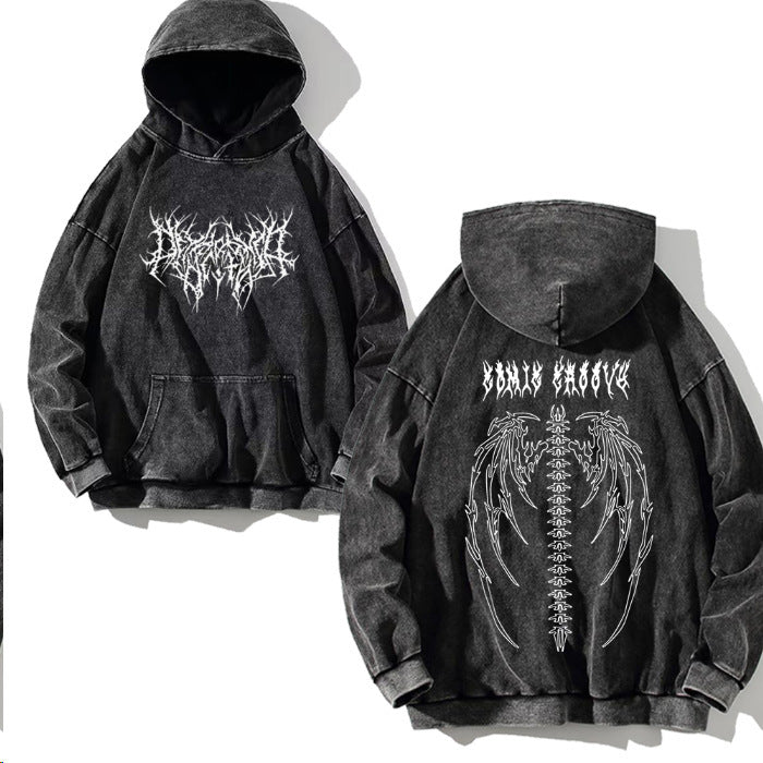 Printed cotton hoodie