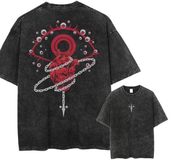 Vintage Cartoon Print Cotton T-Shirt