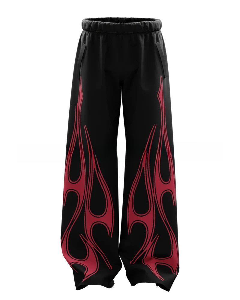 Casual Loose Fit Denim Pants with Print