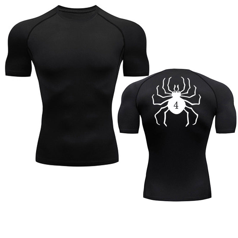 Men's Quick-Dry Fitness Shirt with Spider Print