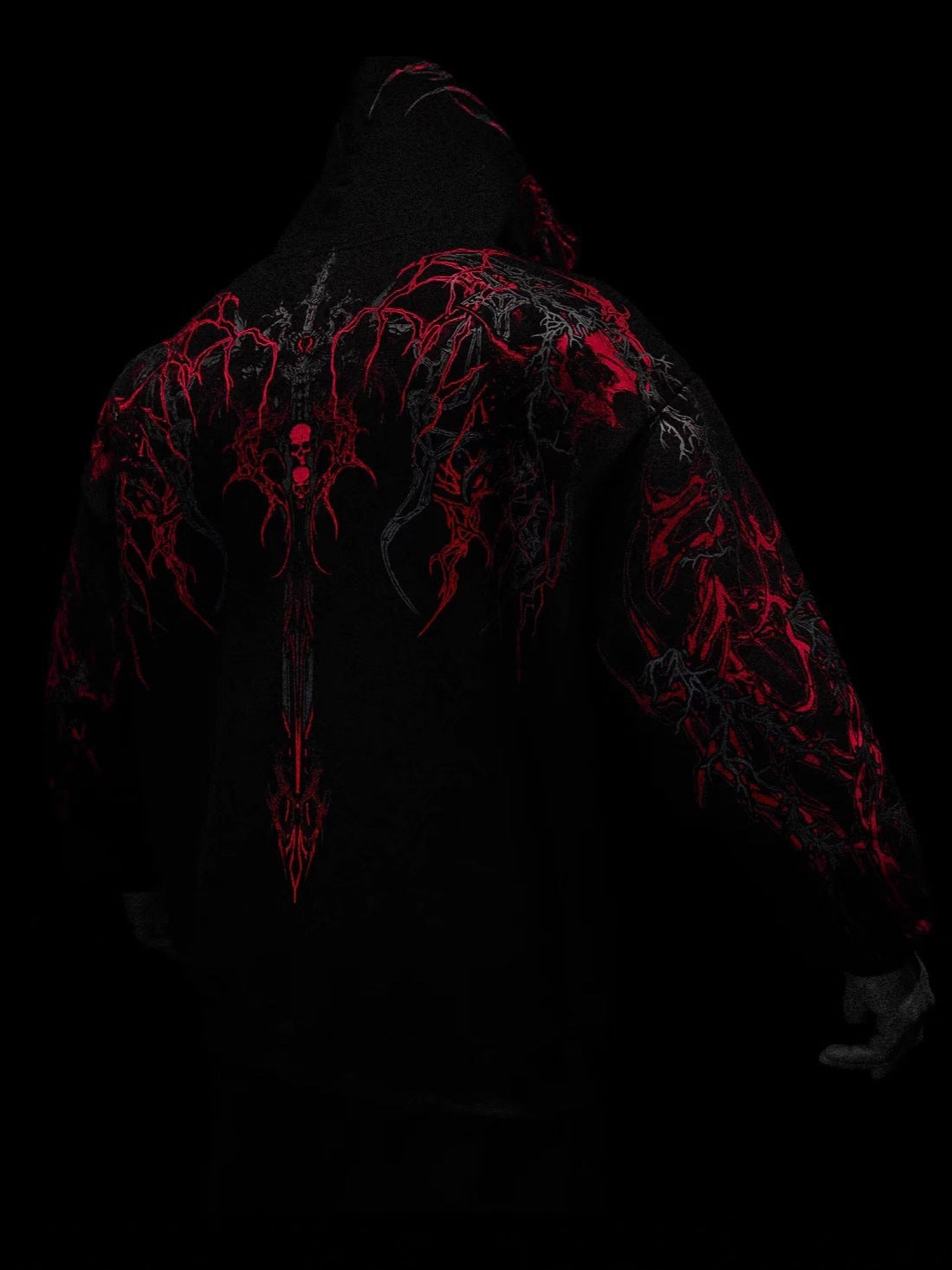 Mens Printed Fleece Hooded Sweatshirt