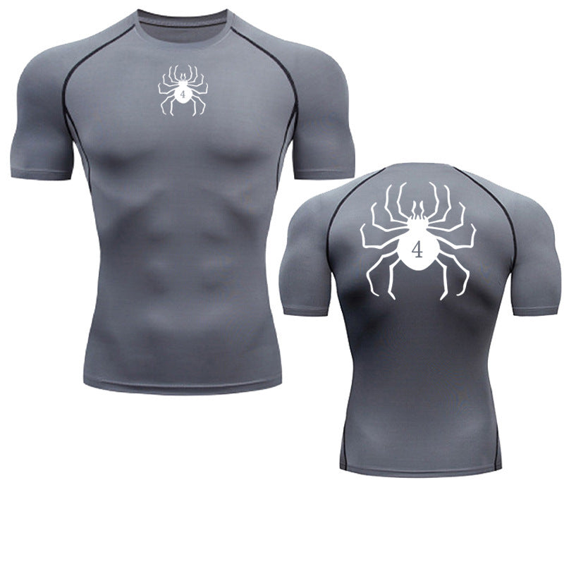 Men's Quick-Dry Fitness Shirt with Spider Print