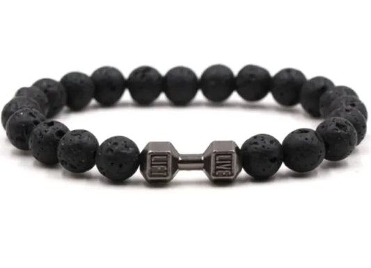 8mm Matte Stone Alloy Bracelet