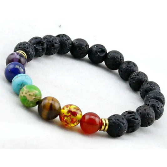 8mm Green Emperor Stone Lava Chakra Bead Bracelet