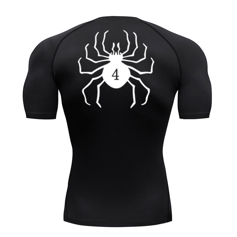 Men's Quick-Dry Fitness Shirt with Spider Print
