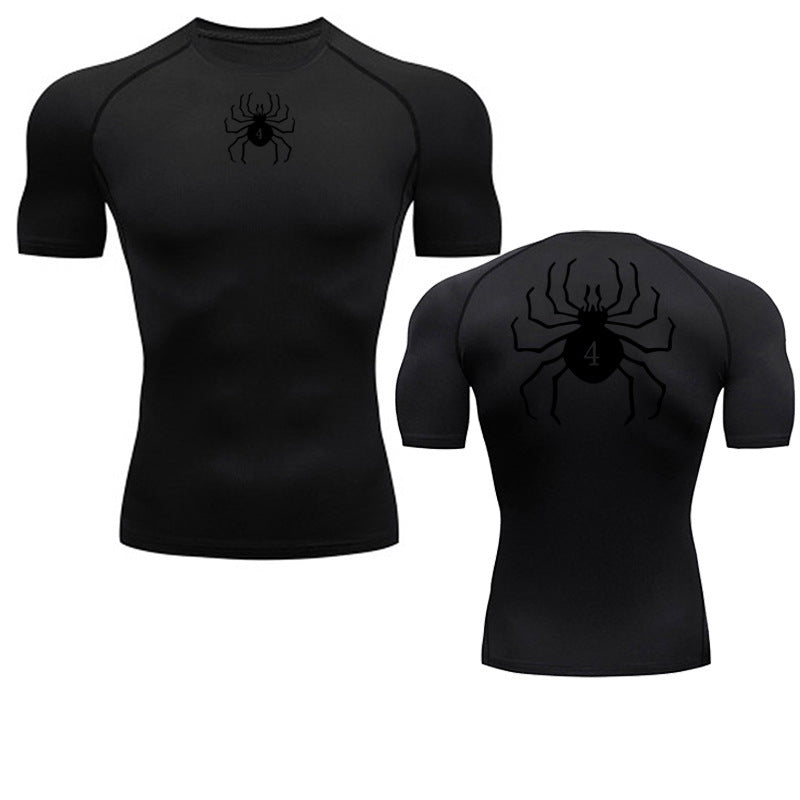Men's Quick-Dry Fitness Shirt with Spider Print