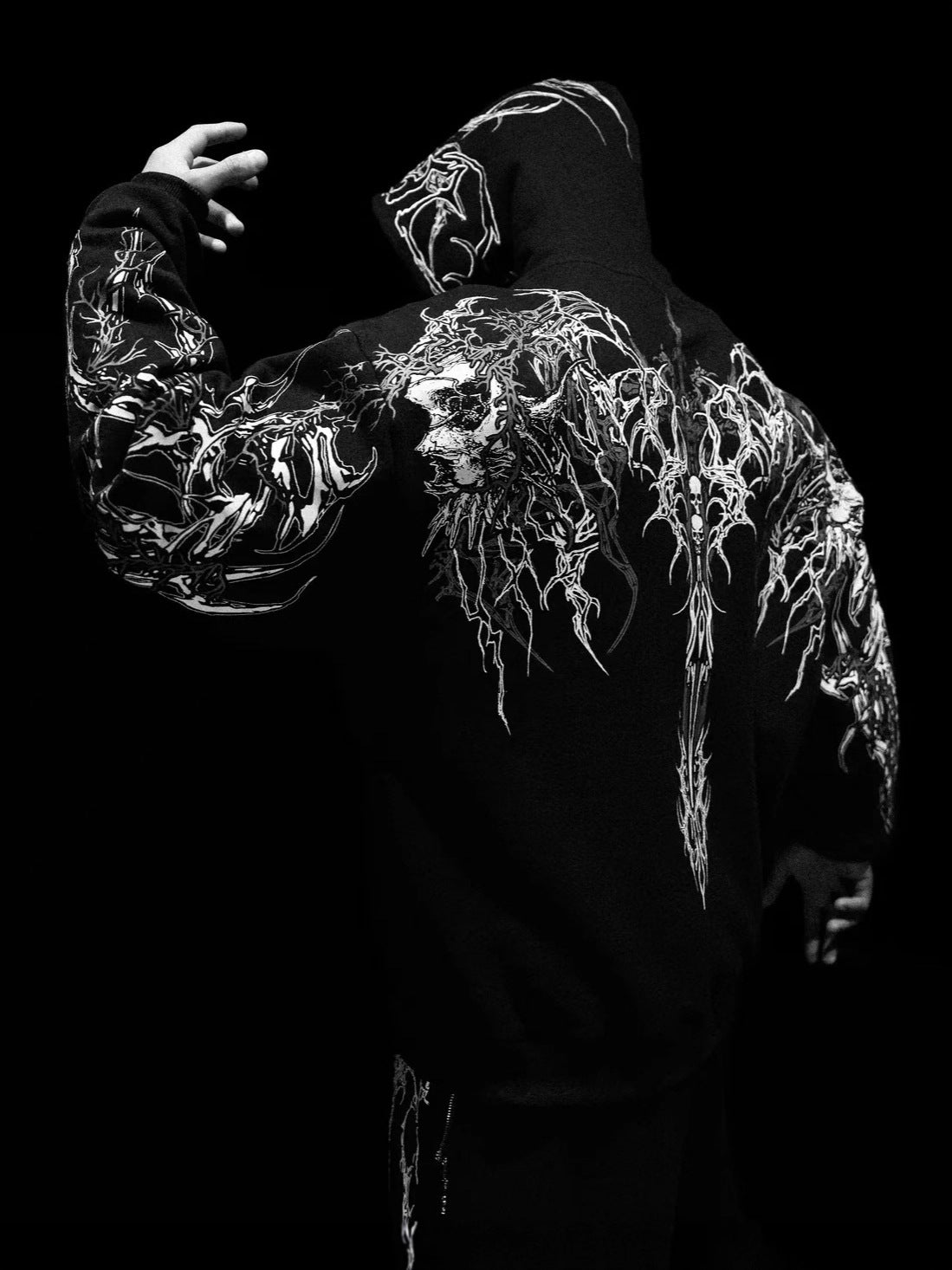 Mens Printed Fleece Hooded Sweatshirt