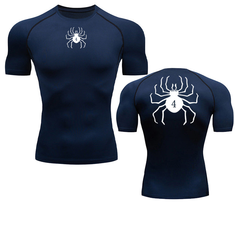Men's Quick-Dry Fitness Shirt with Spider Print
